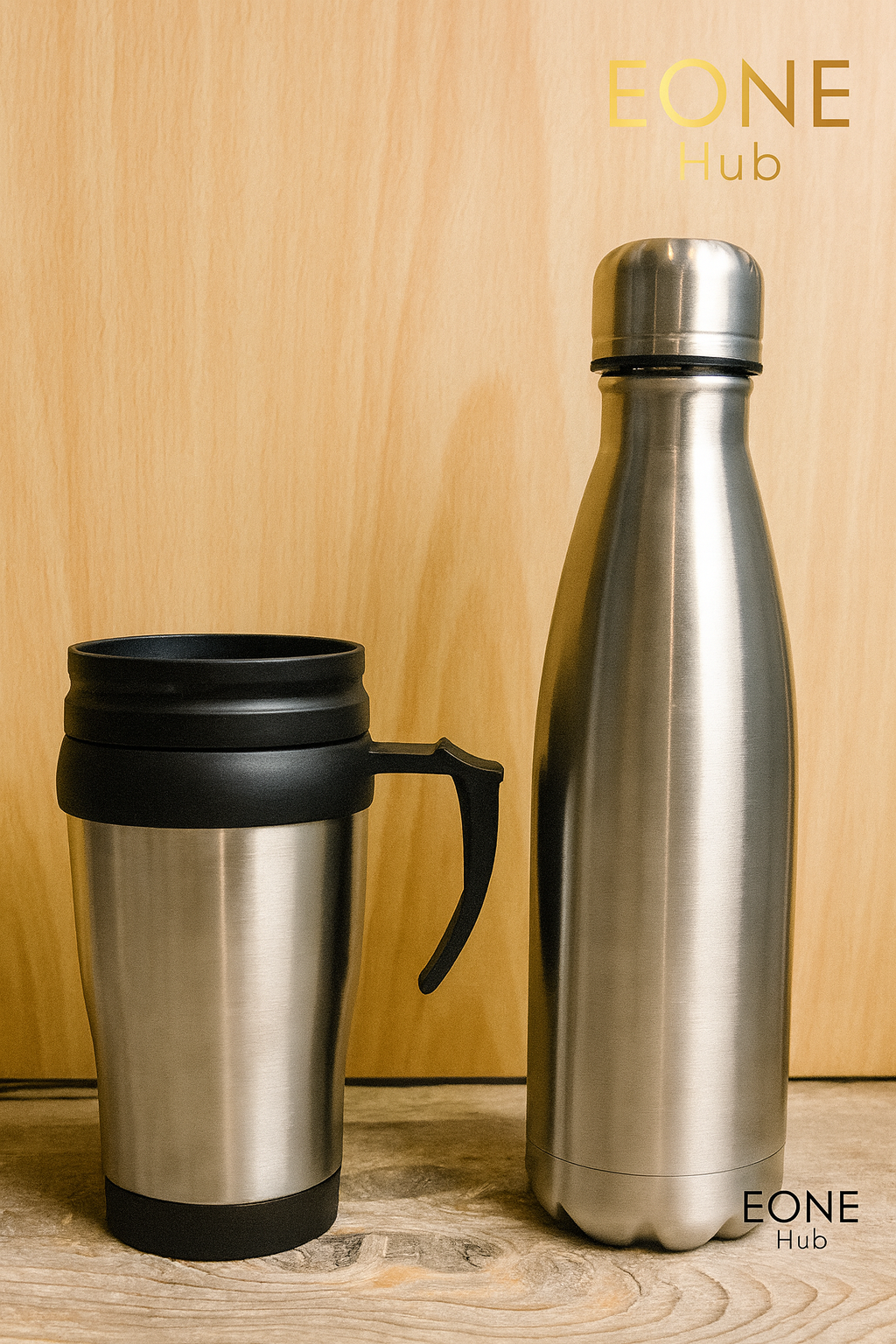 2-in-1 Travel Coffee Mug & 500ml Stainless Steel Water Bottle Set – Reusable & Porta