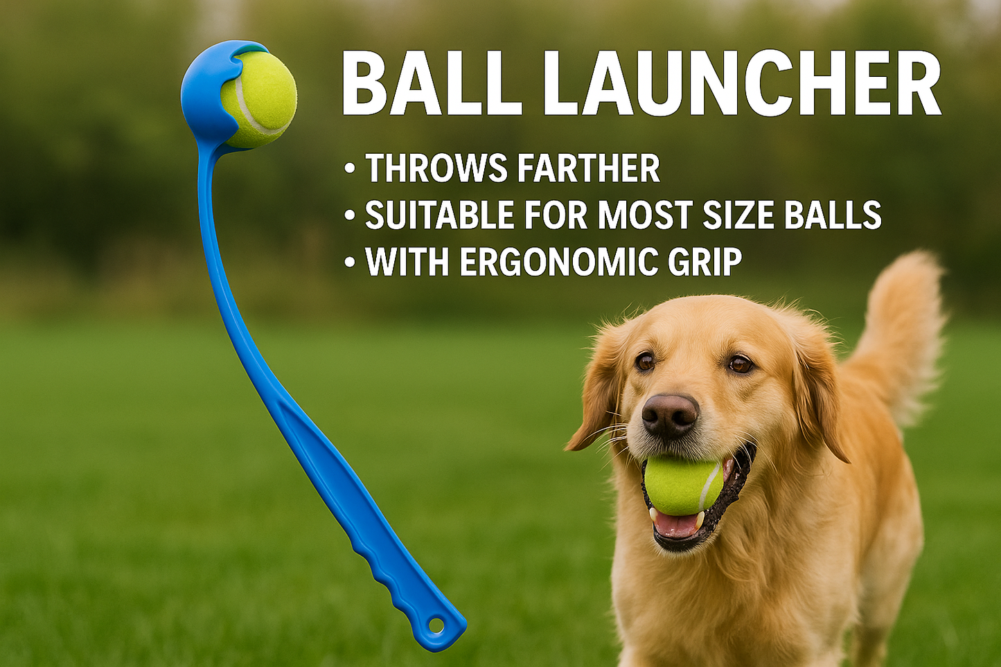 Interactive Dog Ball Launcher with 6 Durable Balls – Outdoor Fetch Toy for Pets