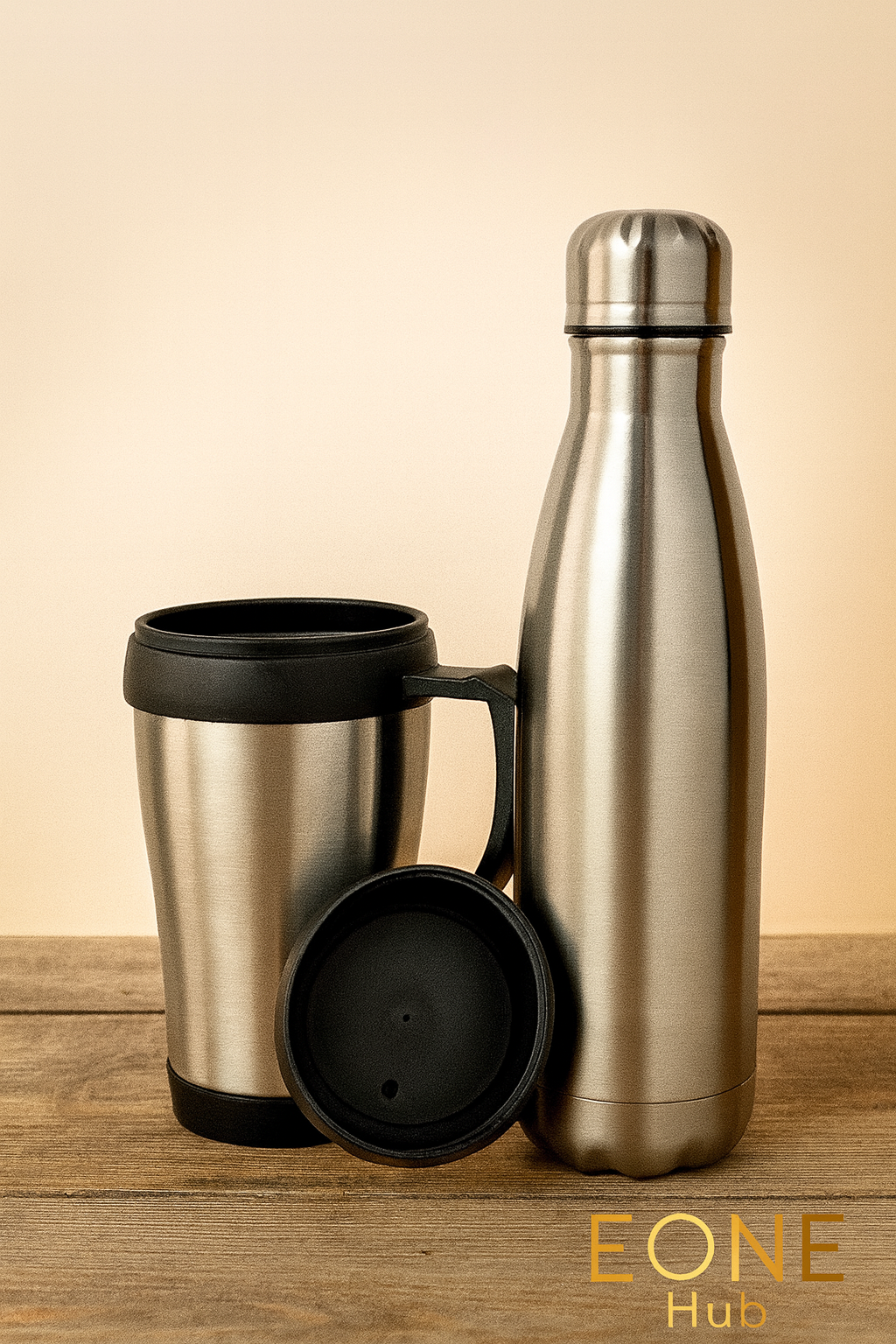 2-in-1 Travel Coffee Mug & 500ml Stainless Steel Water Bottle Set – Reusable & Porta