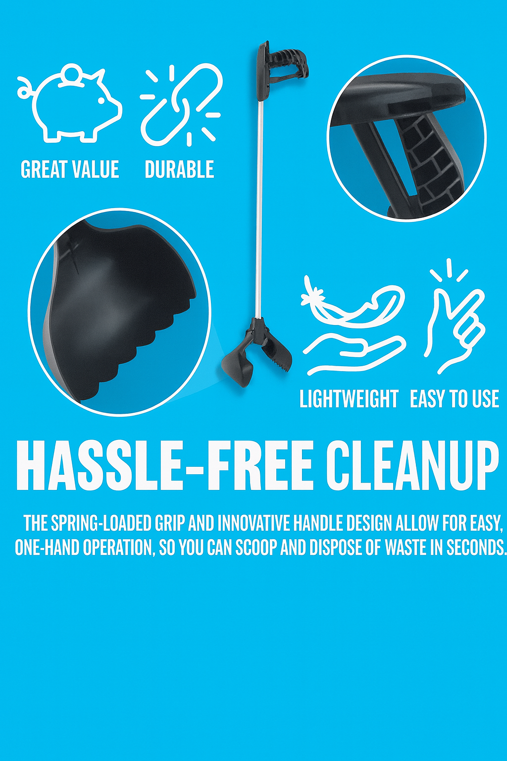 Dog Poop Scooper Set with 140 Waste Bags & Bag Holder – Portable Pet Waste Pick Up Kit