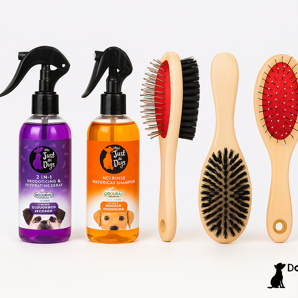 3-in-1 Dog Grooming Care Set – Shampoo, Deodorant & Two-Way Brush