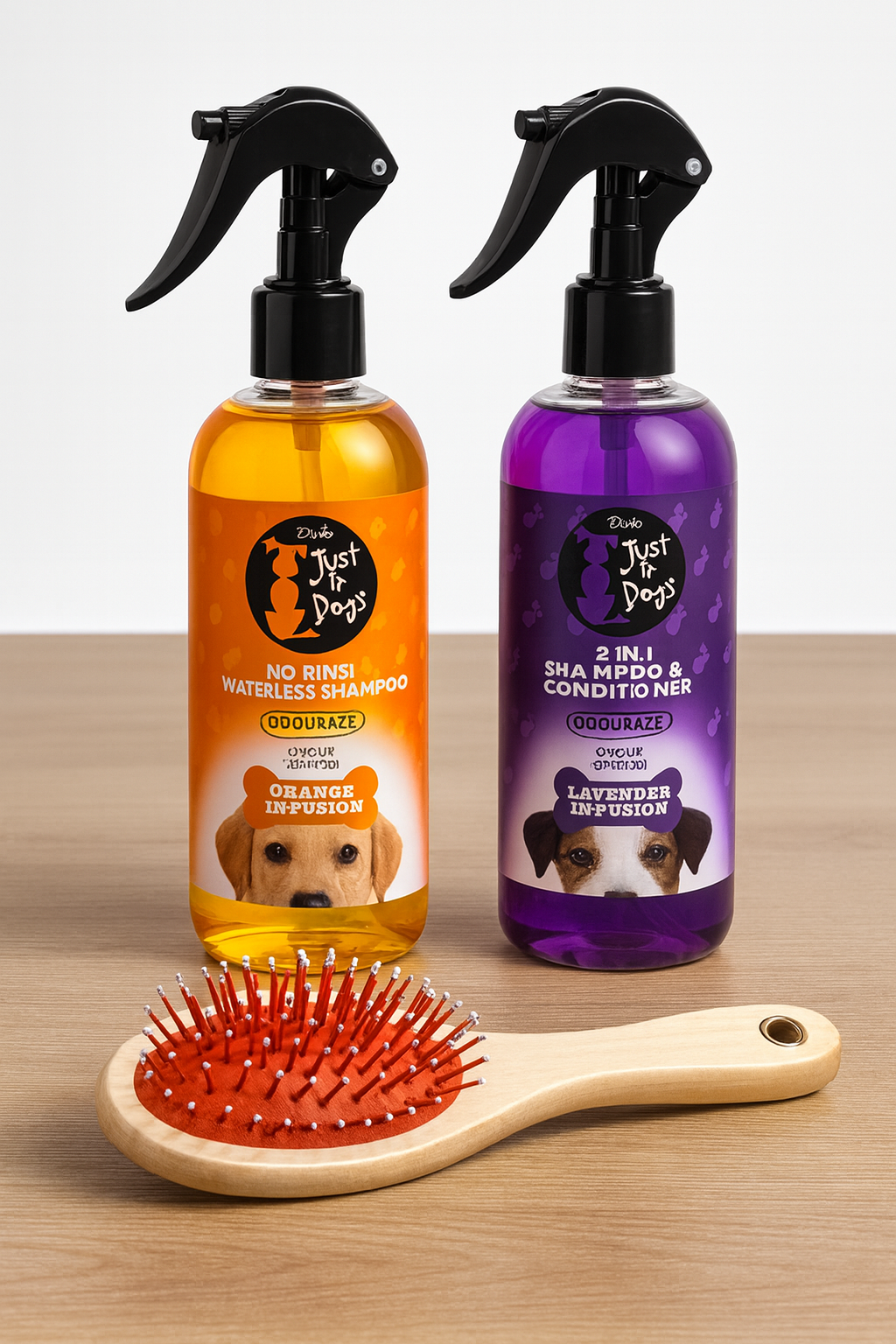 3-in-1 Dog Grooming Care Set – Shampoo, Deodorant & Two-Way Brush