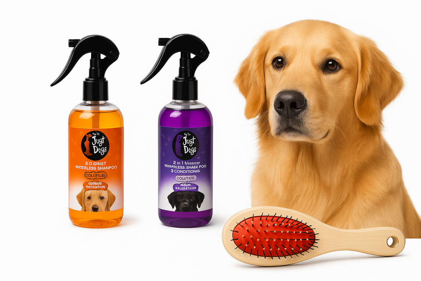 3-in-1 Dog Grooming Care Set – Shampoo, Deodorant & Two-Way Brush